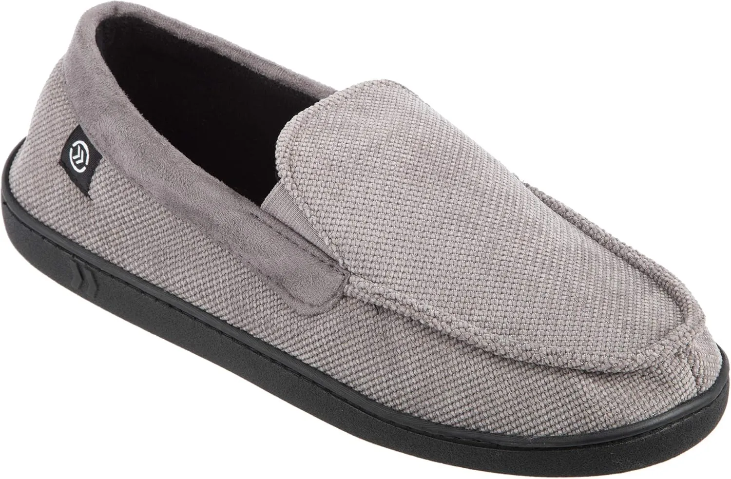 isotoner Men's Diamond Corduroy Moccasin Indoor/Outdoor Slipper with Memory Foam