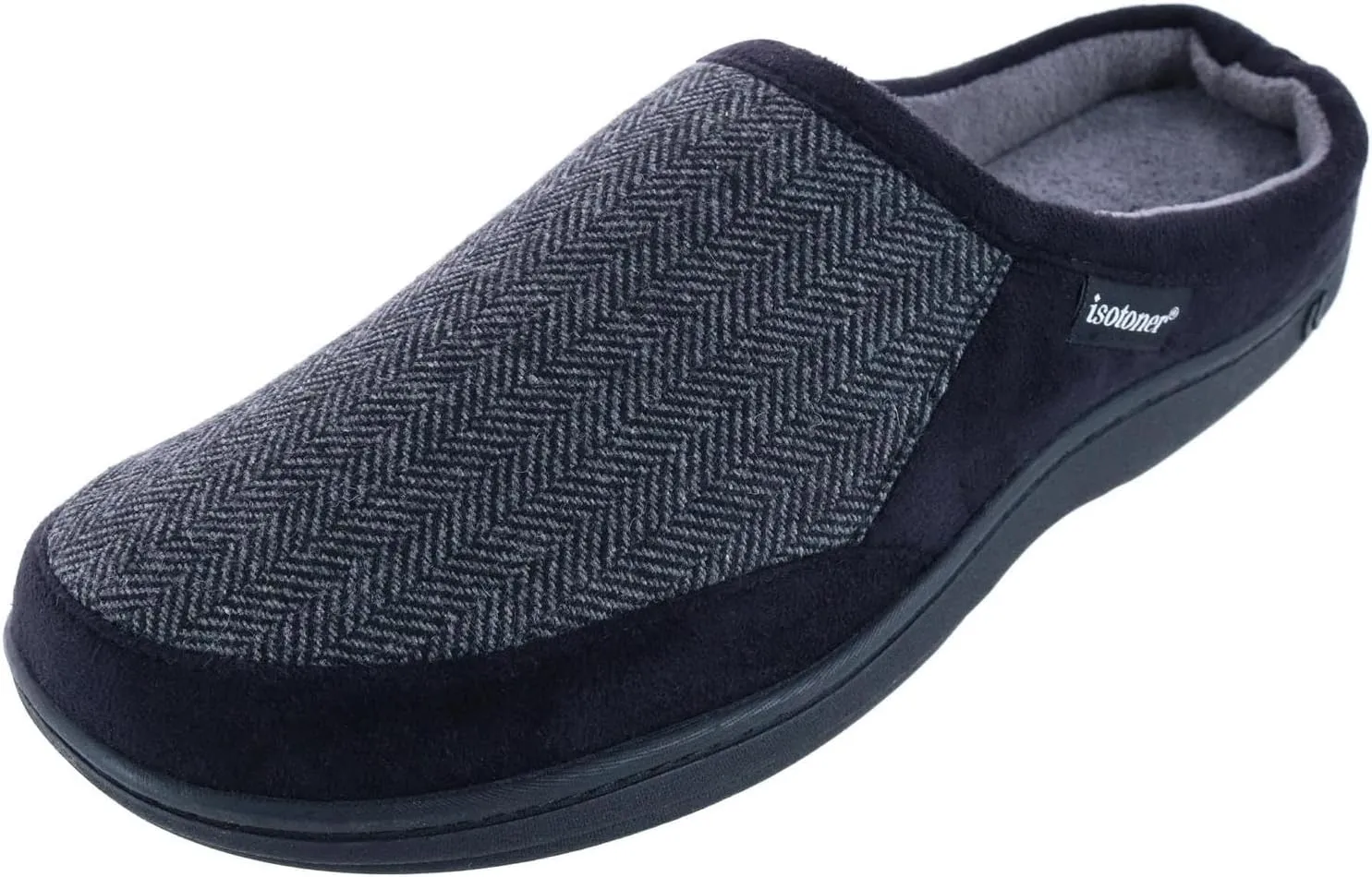 Isotoner Men's Herringbone Logan Hoodback Slipper