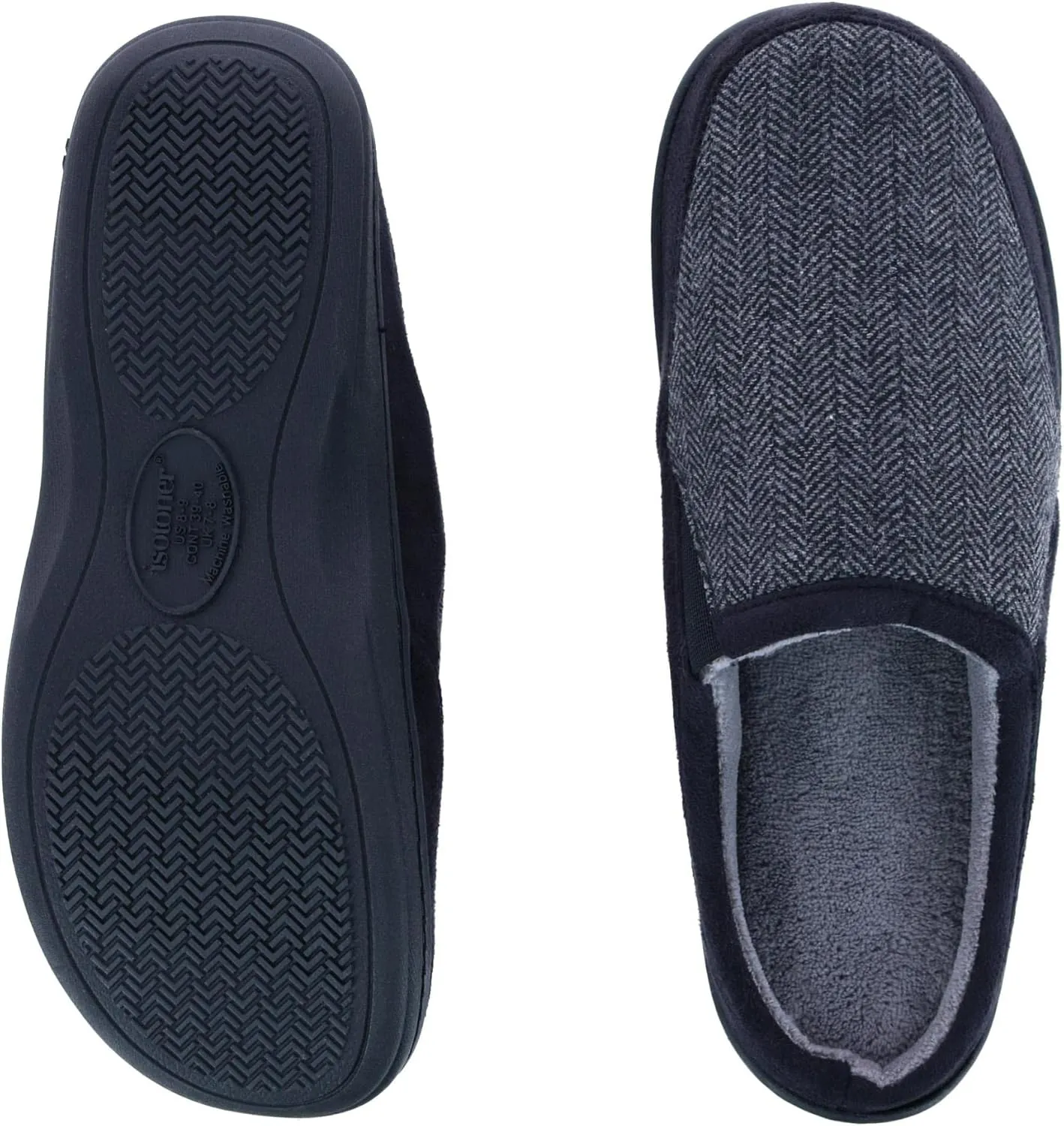 Isotoner Men's Herringbone Logan Hoodback Slipper