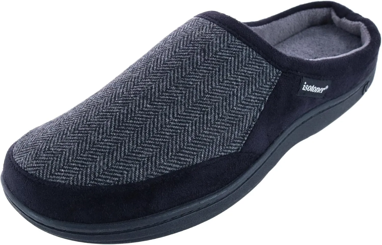 Isotoner Men's Herringbone Logan Hoodback Slipper