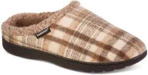 Isotoner Men's Plaid Hoodback Slipper Beige L