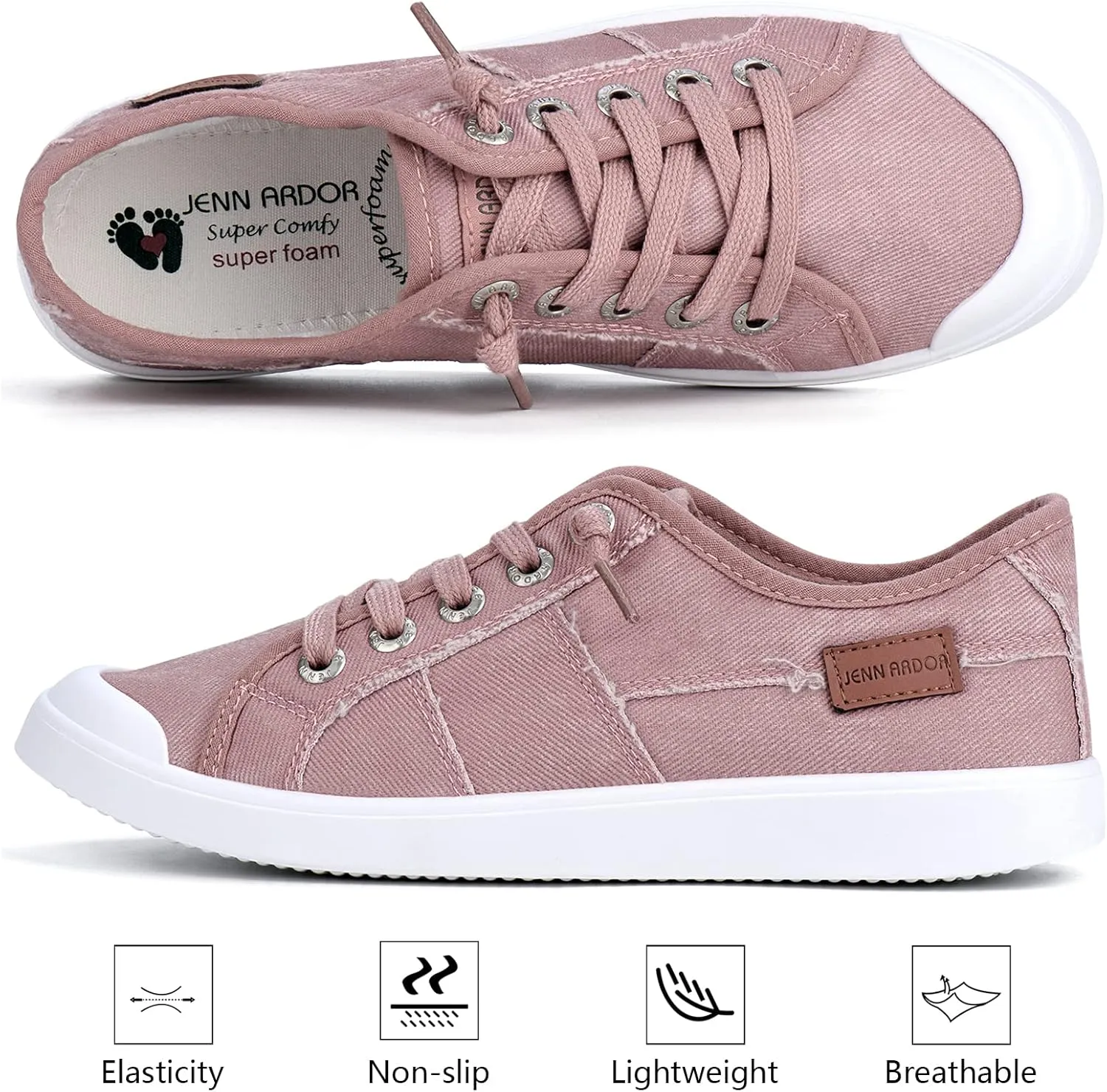 JENN ARDOR Women's Canvas Sneaker Slip-ons Loafers Shoes for Womens Fashion Casual Canvas Round Toe Soft Comfortable Walking Flats