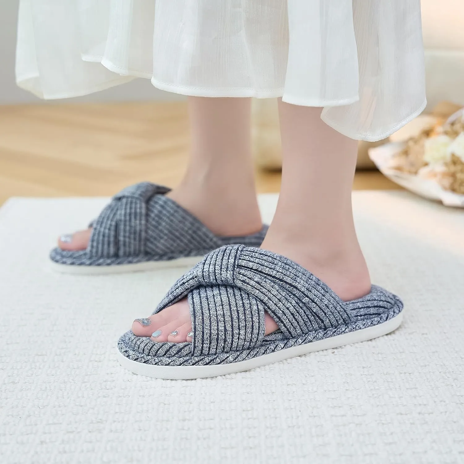 Jerzmy Cross Slippers for Women, Comfy Memory Foam House Bedroom Slippers Trendy Woman Gifts Home Shoes for Room Indoor Kitchen