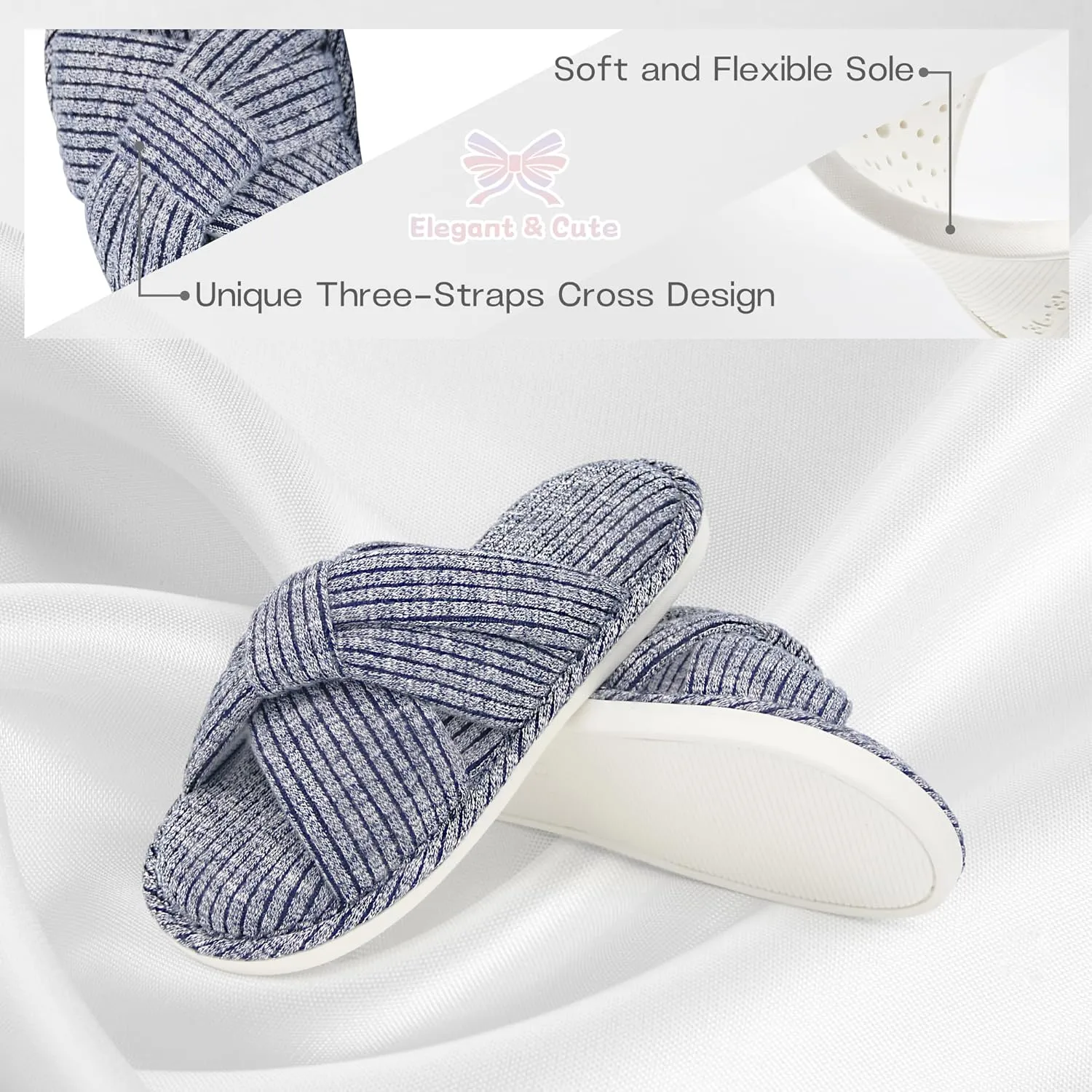 Jerzmy Cross Slippers for Women, Comfy Memory Foam House Bedroom Slippers Trendy Woman Gifts Home Shoes for Room Indoor Kitchen