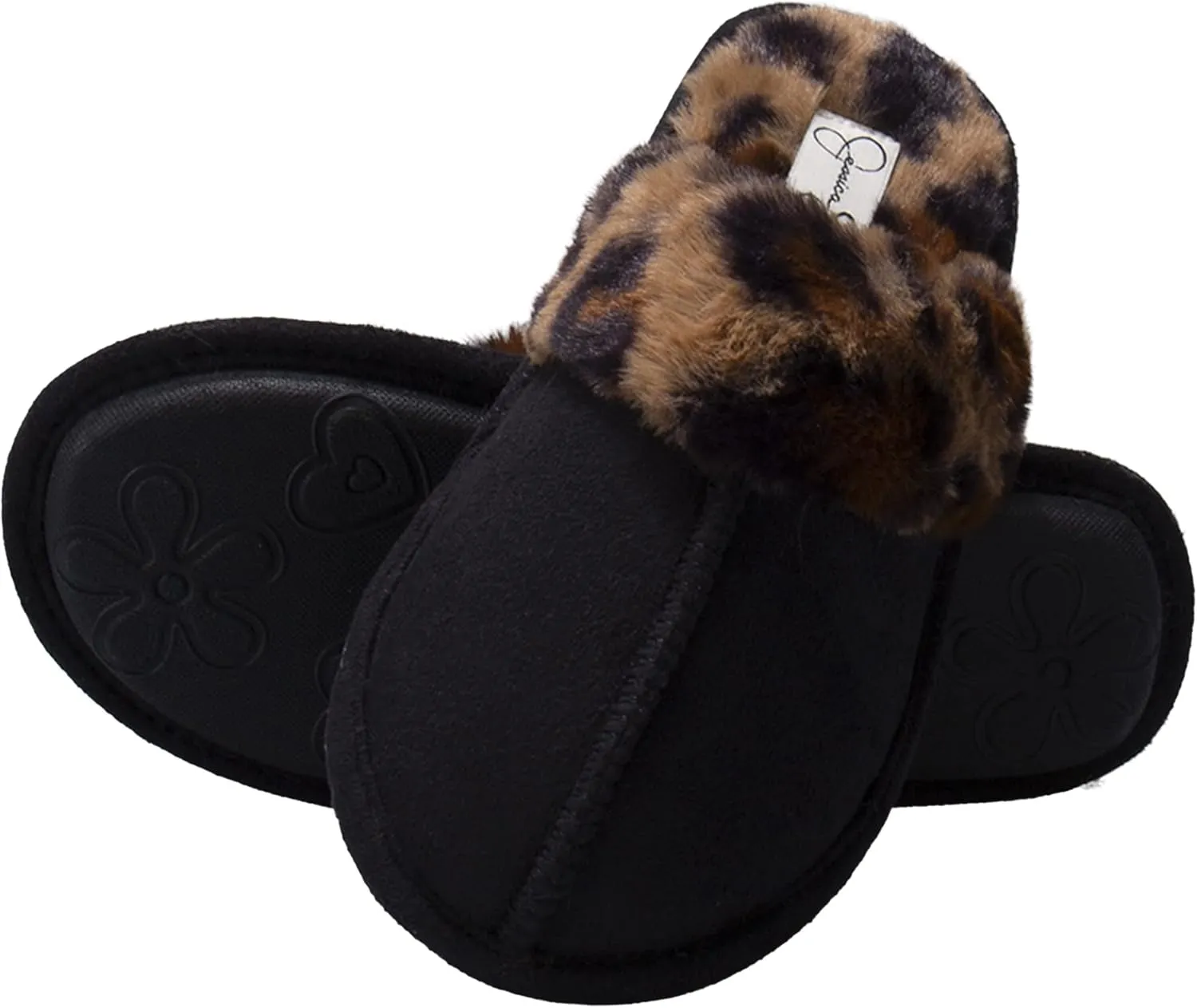 Jessica Simpson Girls Comfy Slippers - Cute Faux Fur Slip-on Shoes Memory Foam House Slipper