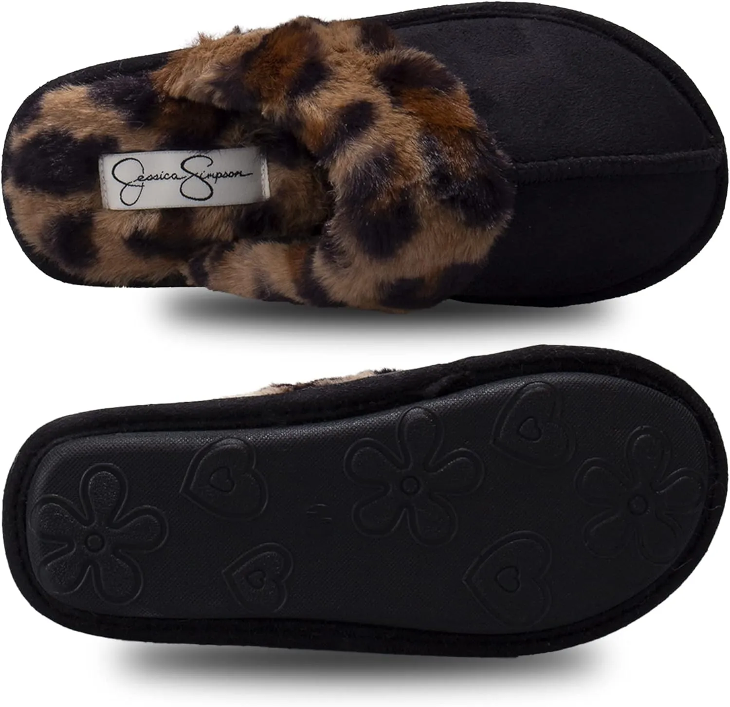 Jessica Simpson Girls Comfy Slippers - Cute Faux Fur Slip-on Shoes Memory Foam House Slipper