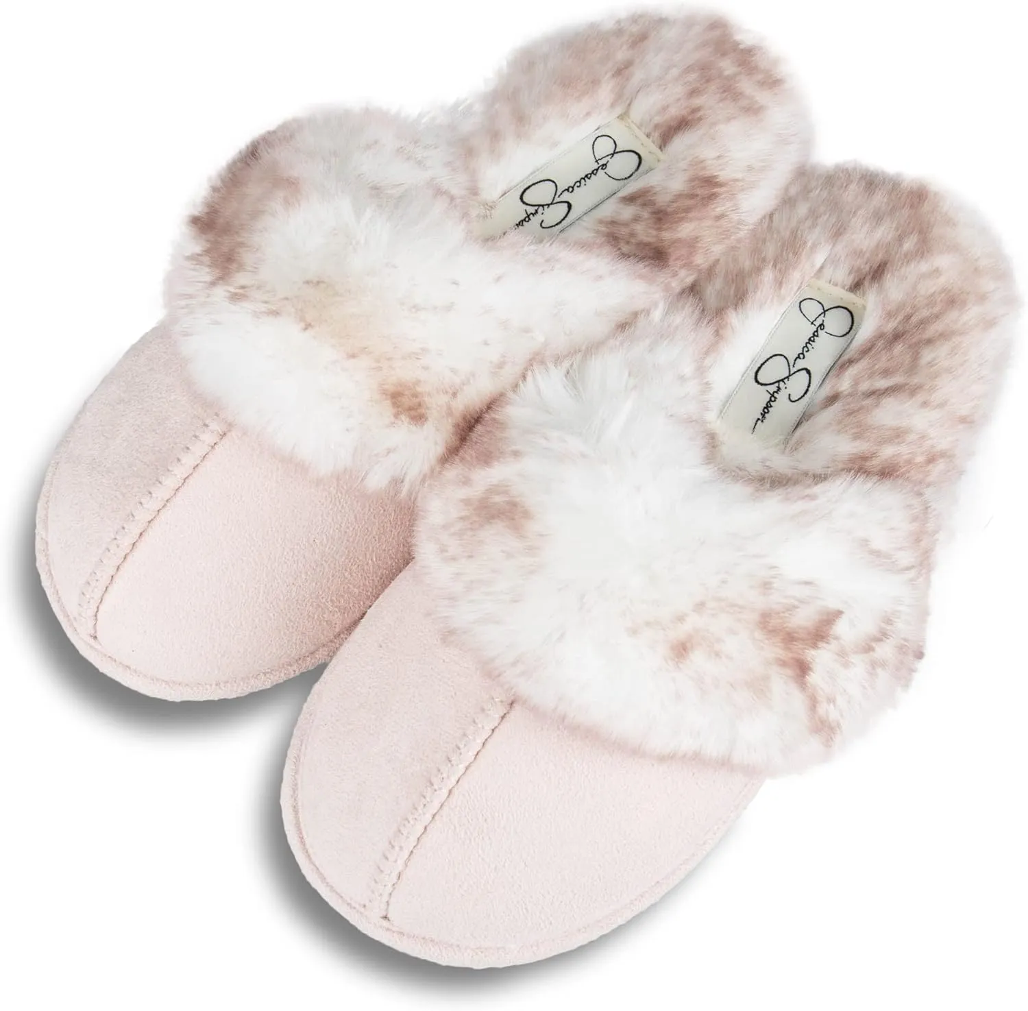 Jessica Simpson Girls Comfy Slippers - Cute Faux Fur Slip-on Shoes Memory Foam House Slipper