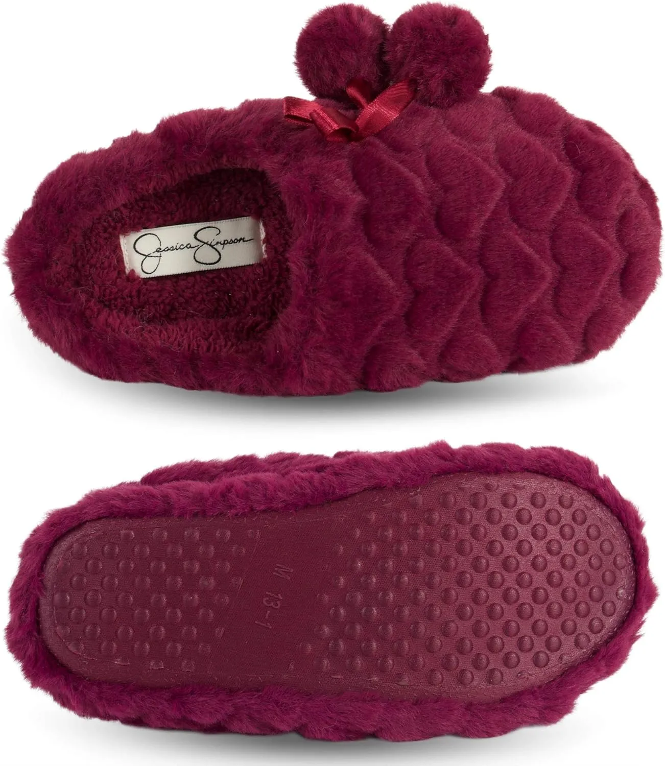 Jessica Simpson Girl's Cute and Cozy Plush Slip on House Slippers with Memory Foam
