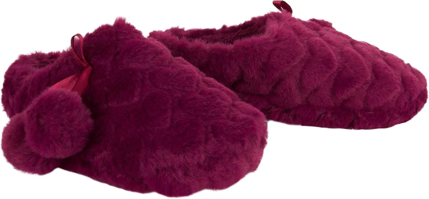 Jessica Simpson Girl's Cute and Cozy Plush Slip on House Slippers with Memory Foam