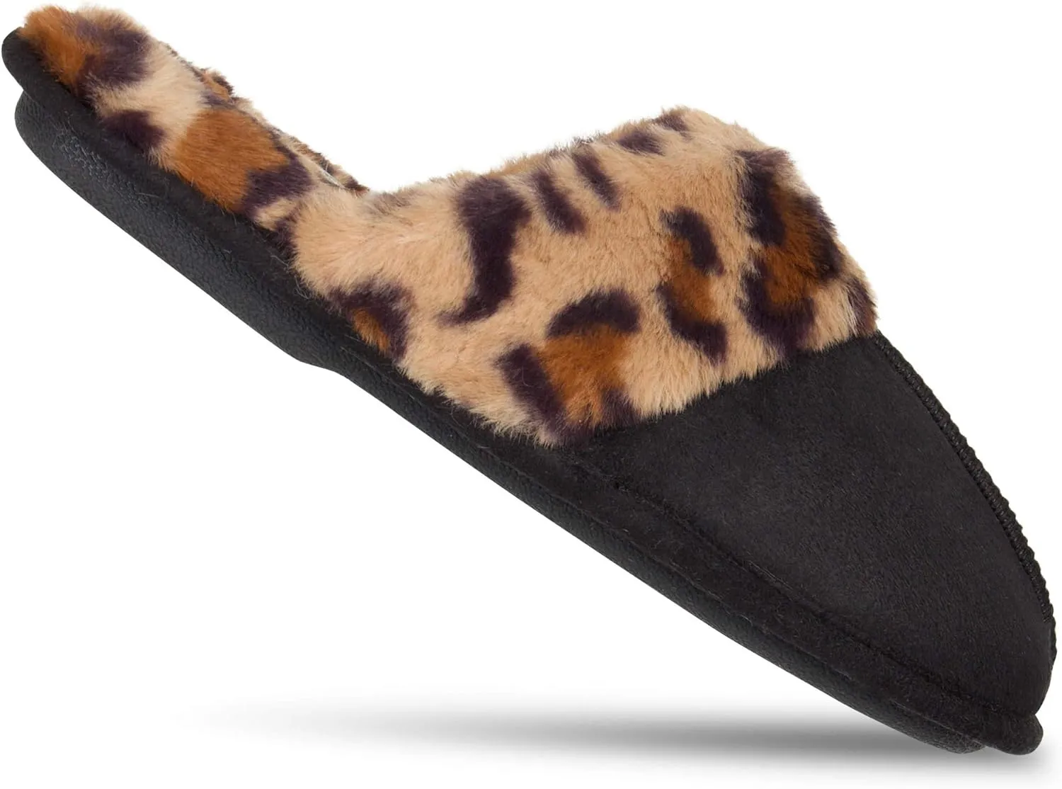 Jessica Simpson Women's Comfy Faux Fur House Slipper Slip-On Scuff Memory Foam Soft Plush Lining