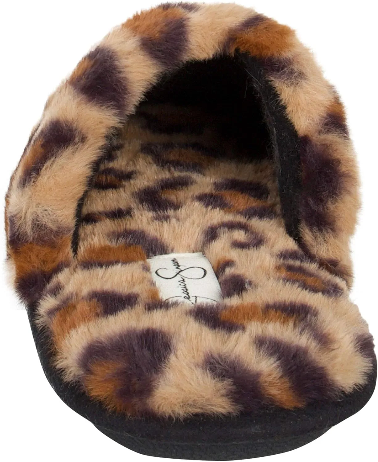Jessica Simpson Women's Comfy Faux Fur House Slipper Slip-On Scuff Memory Foam Soft Plush Lining
