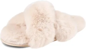 Jessica Simpson Women's Fashion Faux Feather Slide-On Memory Foam Slipper