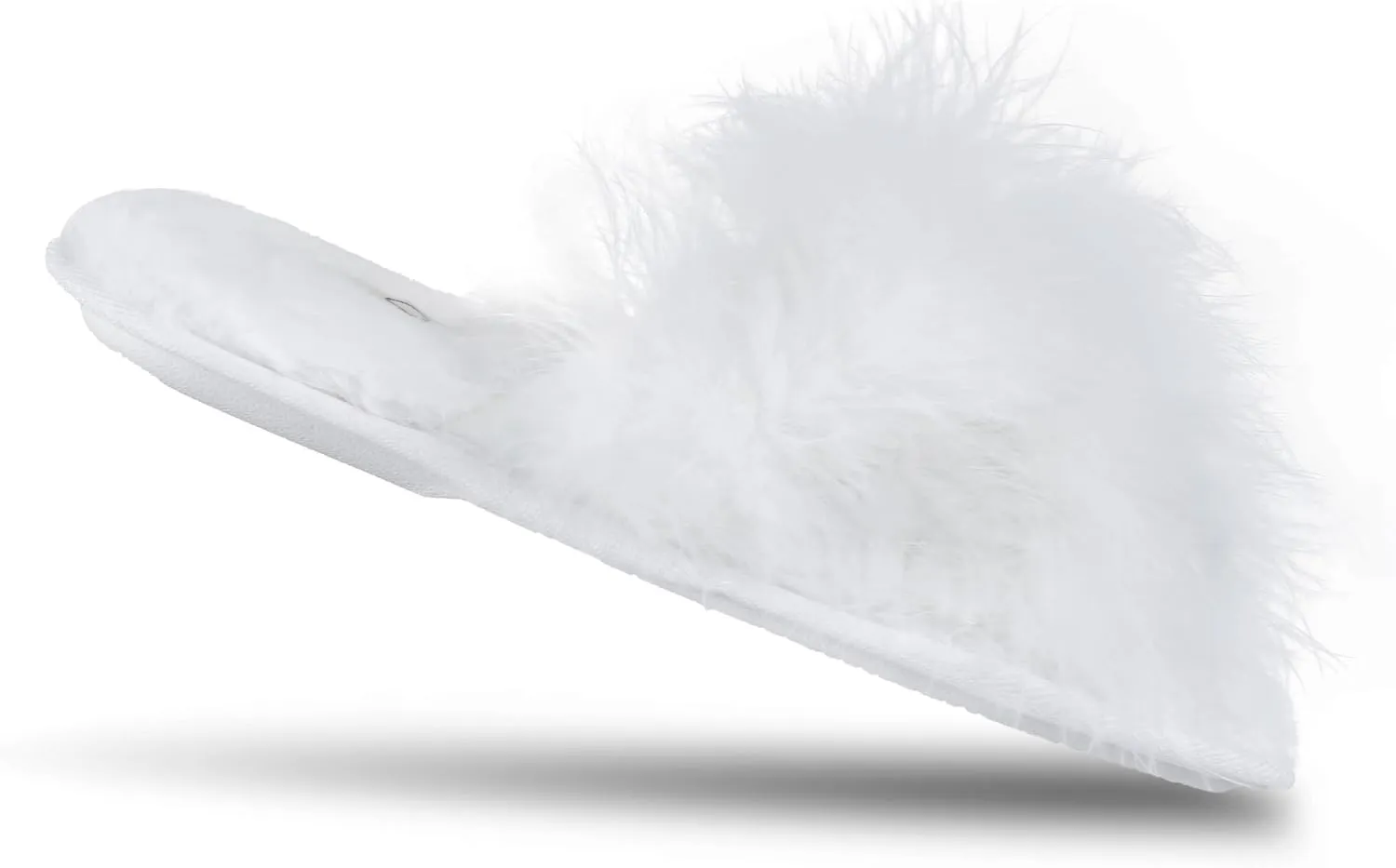 Jessica Simpson Women's Faux Feather Memory Foam Cross Slide Slipper with Anti-Slip Sole