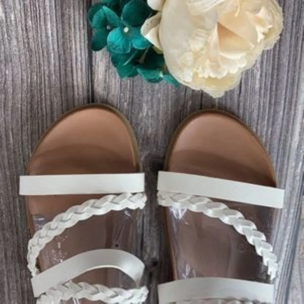 Journee White Faux Leather Colette Slide Sandals 10M