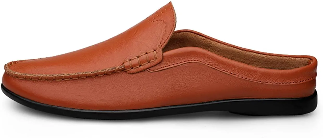 JOYVIP Mens Leater Mules Backless Slip on Walking Shoes Clog Slippers Casual Sandals