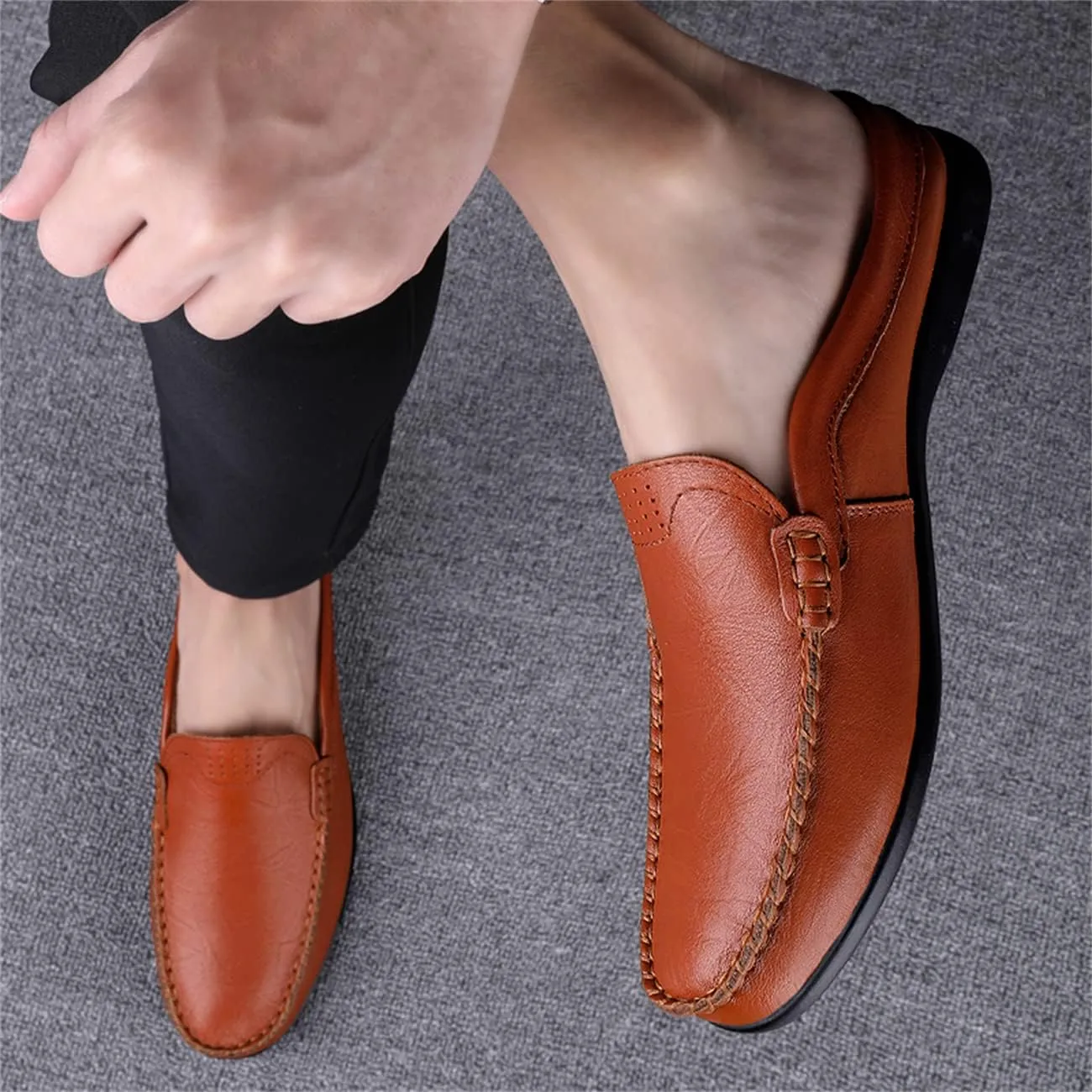 JOYVIP Mens Leater Mules Backless Slip on Walking Shoes Clog Slippers Casual Sandals