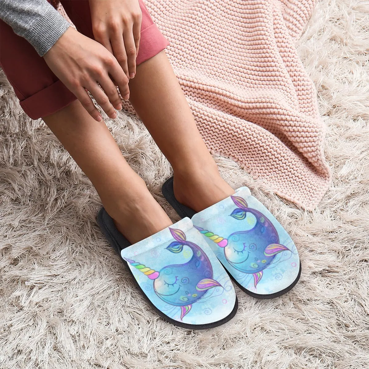 Kawaii Sushi Soft Women Slippers Cozy House Shoes Lightweight Fuzzy Slippers Memory Foam Slippers for Women Indoor and Outdoor