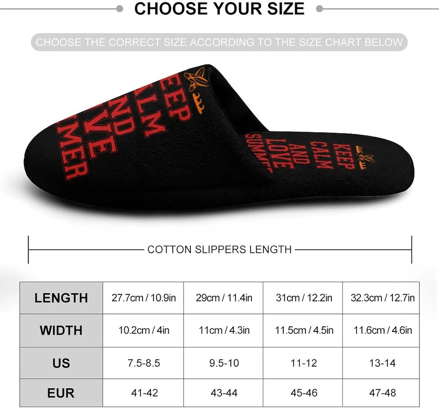 Keep Calm and Love Summer Men's Flannel Slipper House Warm Shoes Adult Slip On Soft Memory Foam for Indoor Outdoor