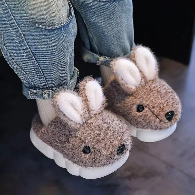 Kid Girl Boy Lovely Rabbit Warm Indoor Slippers for Winter House Bedroom Walking