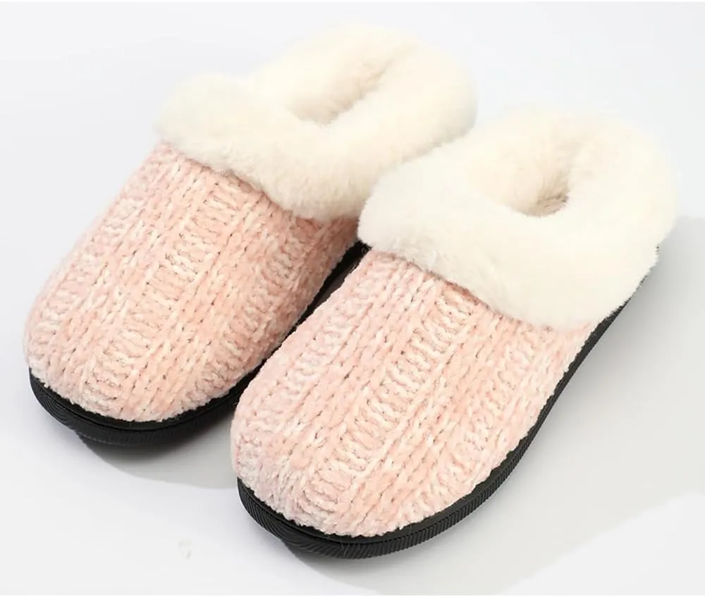Kid's Girl Memory Foam Comfort Plush Fleece Lined House Slipper - Crochet Rabbit Hair Clog - Warm and Cozy