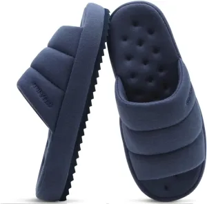 KuaiLu Men's Fashion Quilted Cotton-blend Fabric Sandal Slippers Cozy Memory Foam Indoor/Outdoor House Shoes with Lightweight Soft Cushion Footbed Hard Rubber Sole