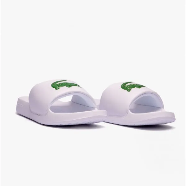 Lacoste CROCO Womens Logo Sliders White/Green