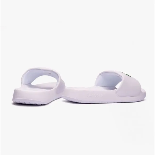 Lacoste CROCO Womens Logo Sliders White/Green