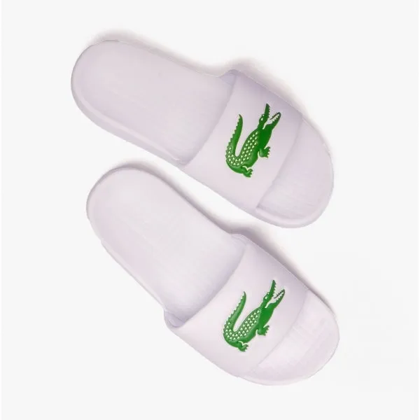 Lacoste CROCO Womens Logo Sliders White/Green