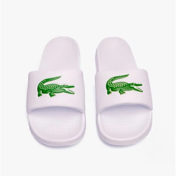 Lacoste CROCO Womens Logo Sliders White/Green