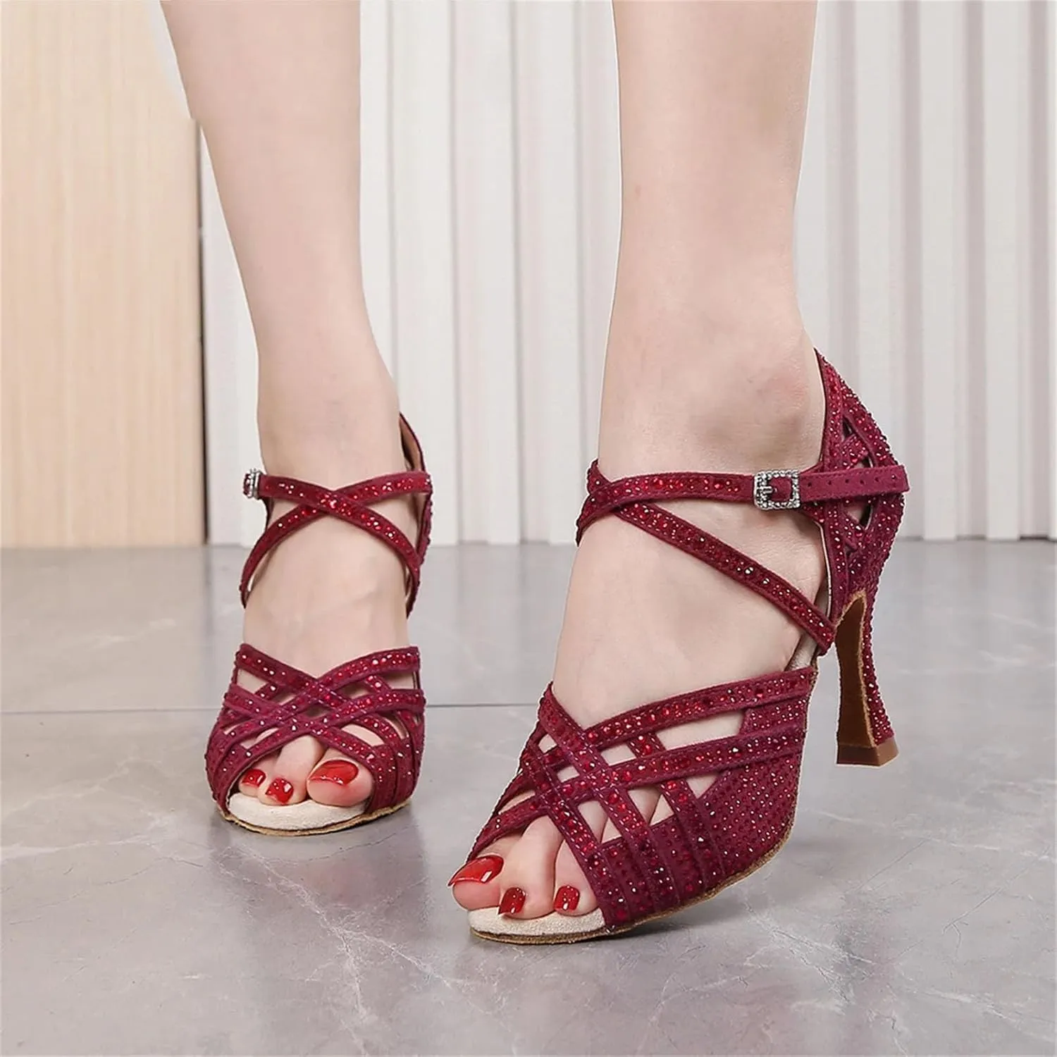 Ladies Jazz-Inspired Mesh Sandals - Breathable Panels with Elastic Bands for Studio Sessions (6CM/2.36")