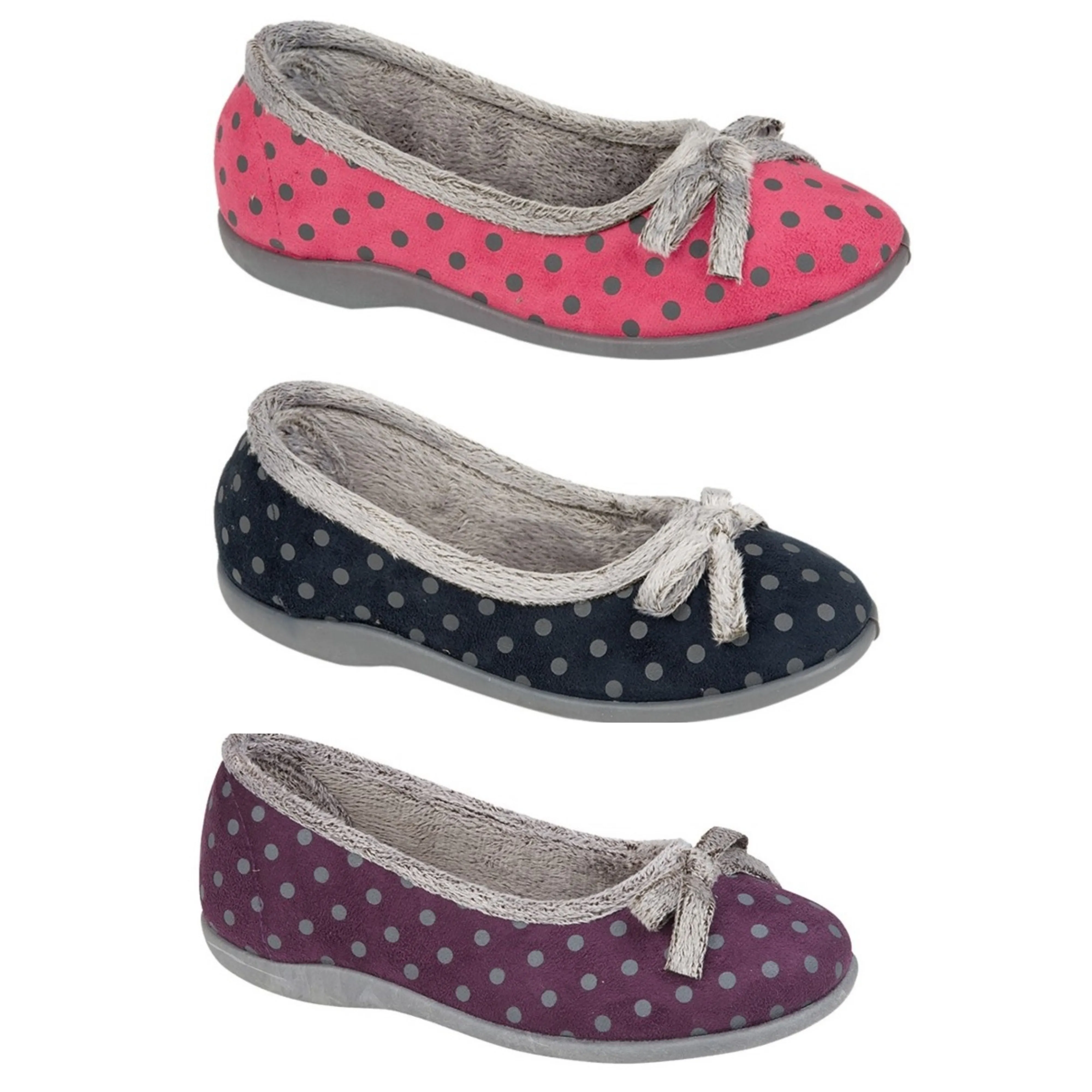 Ladies Polka Dot Bow Slipper (U106)