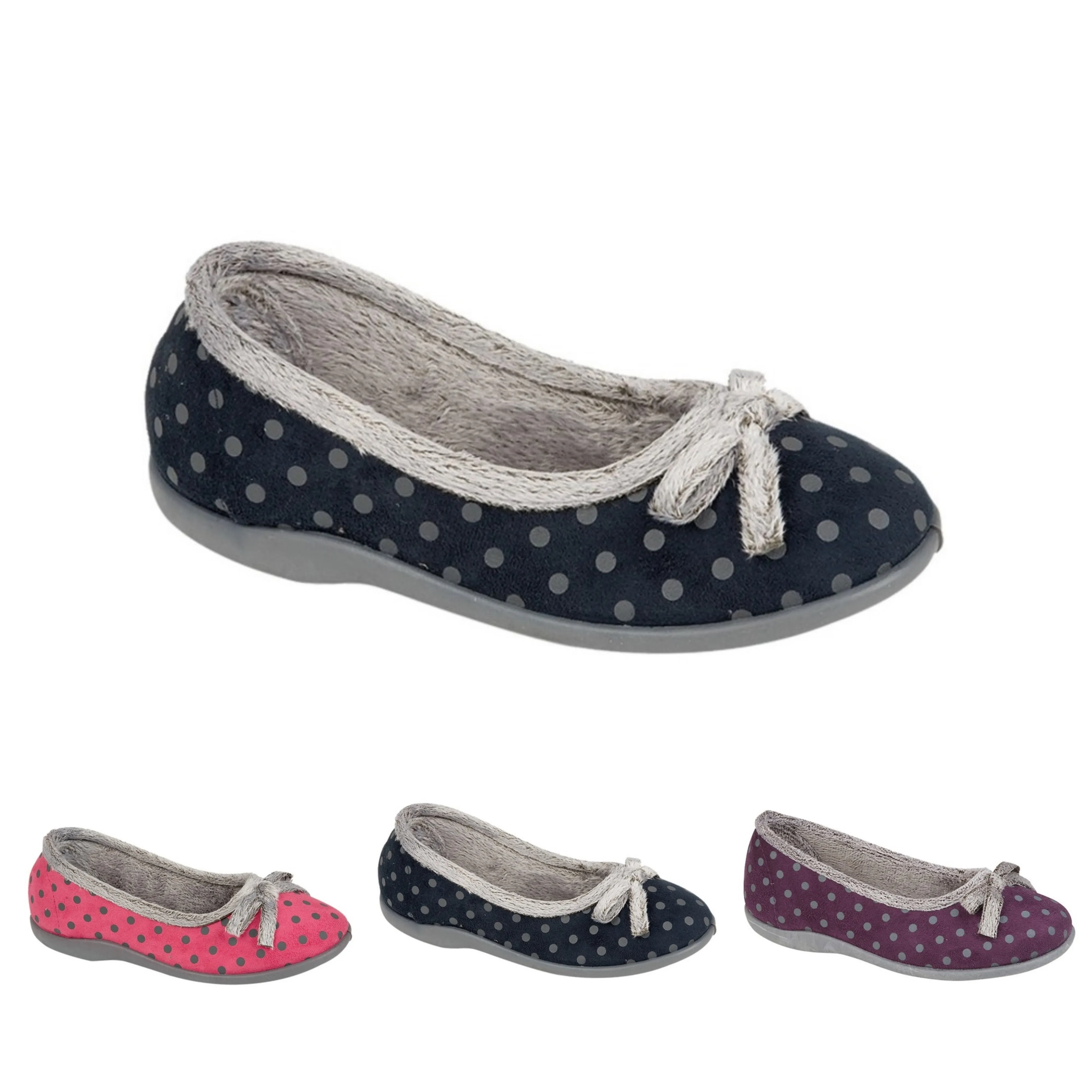 Ladies Polka Dot Bow Slipper (U106)