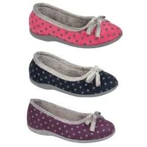 Ladies Polka Dot Bow Slipper (U106)