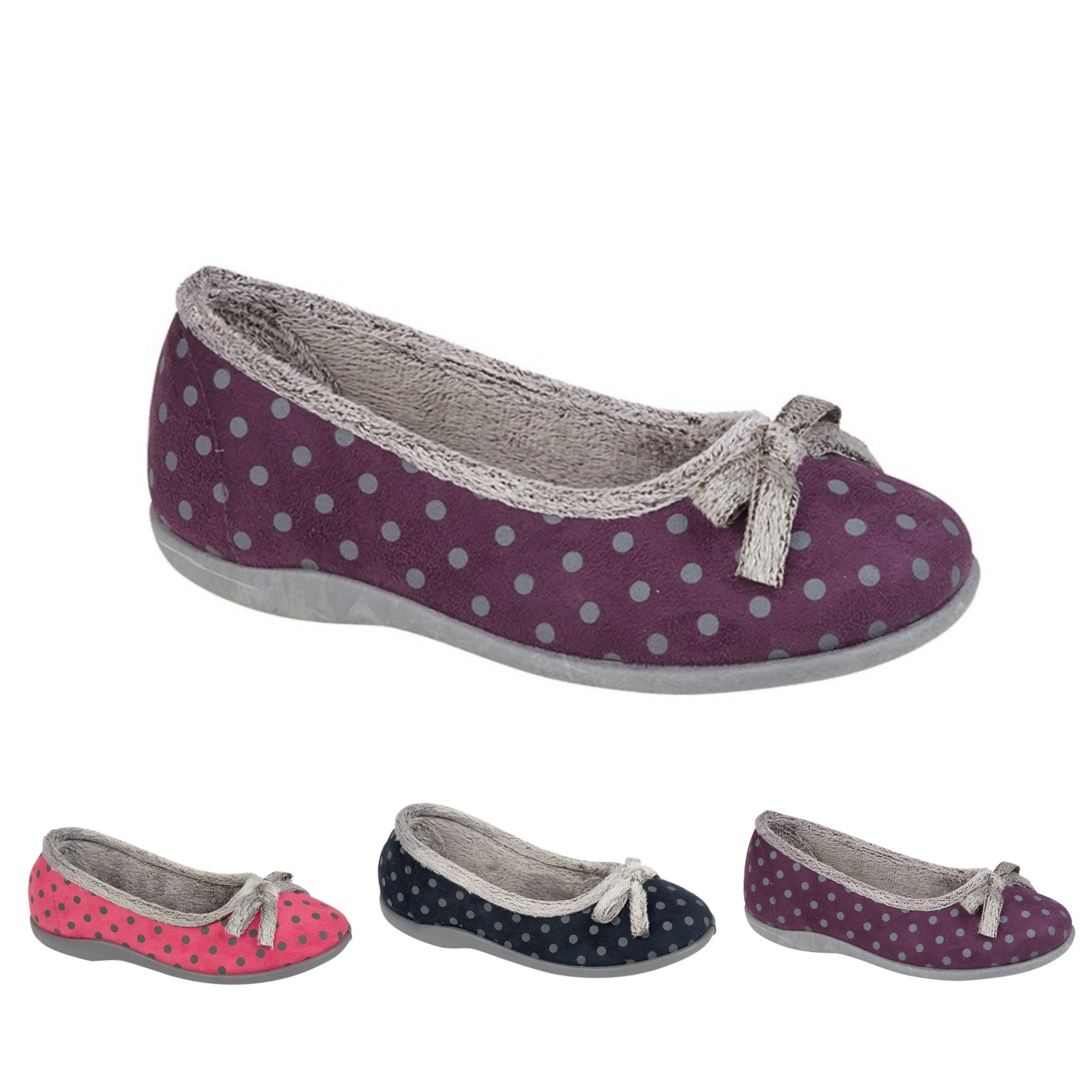 Ladies Polka Dot Bow Slipper (U106)