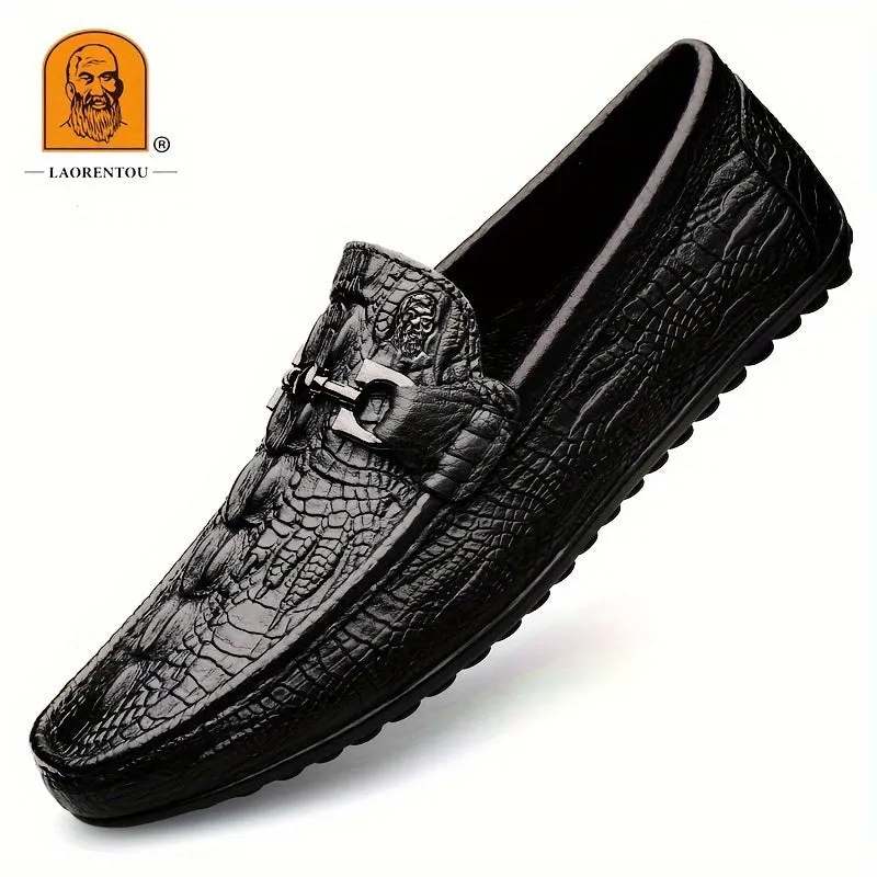 LAORENTOU Men's Leather Shoes | Comfy Slip On Penny Loafer