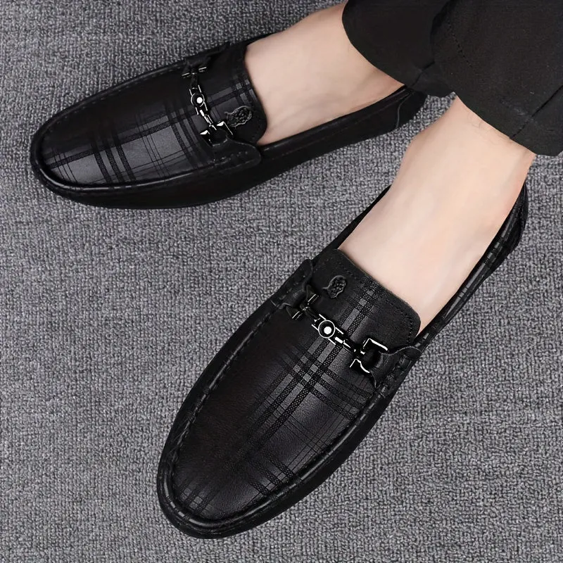LAORENTOU Men's Leather Shoes | Comfy Slip On Penny Loafer