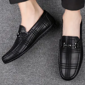 LAORENTOU Men's Leather Shoes | Comfy Slip On Penny Loafer