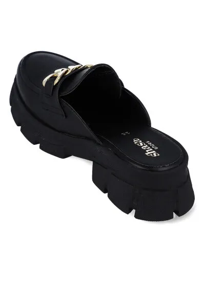 Loafers mula efecto piel cadena