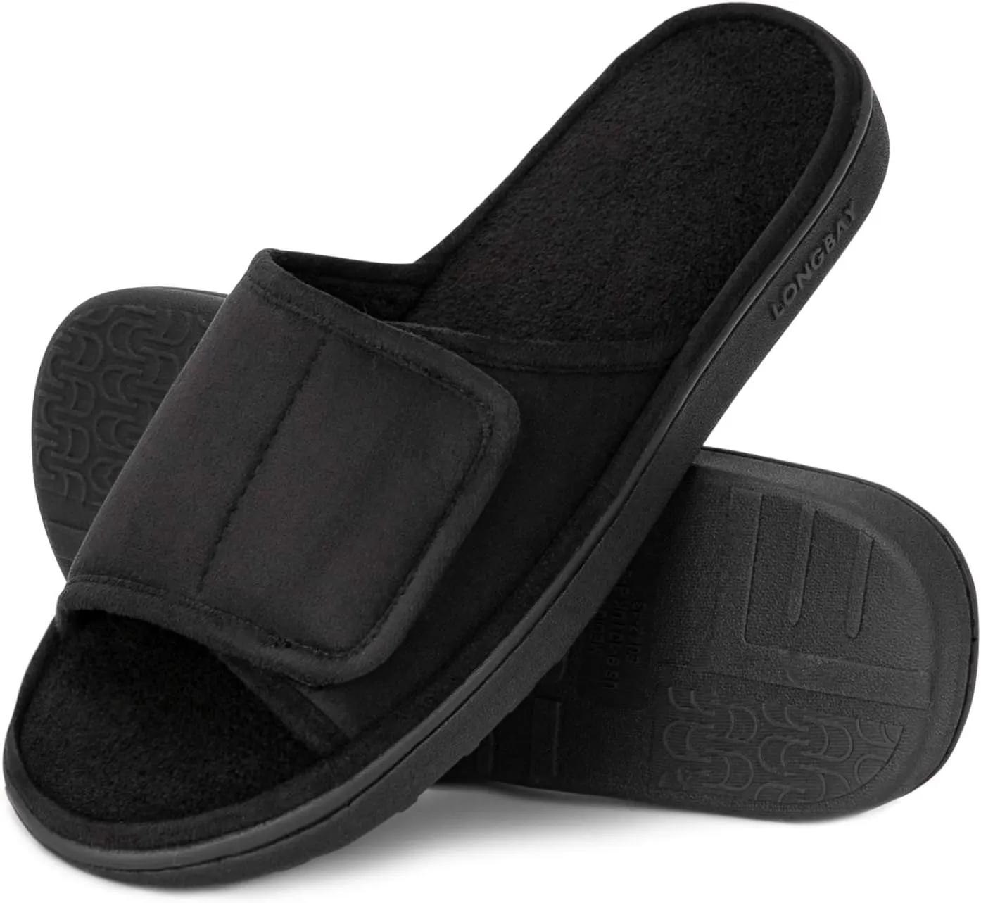 LongBay Men's Comfy Memory Foam Slide Slippers Breathable Micro Suede House Shoes