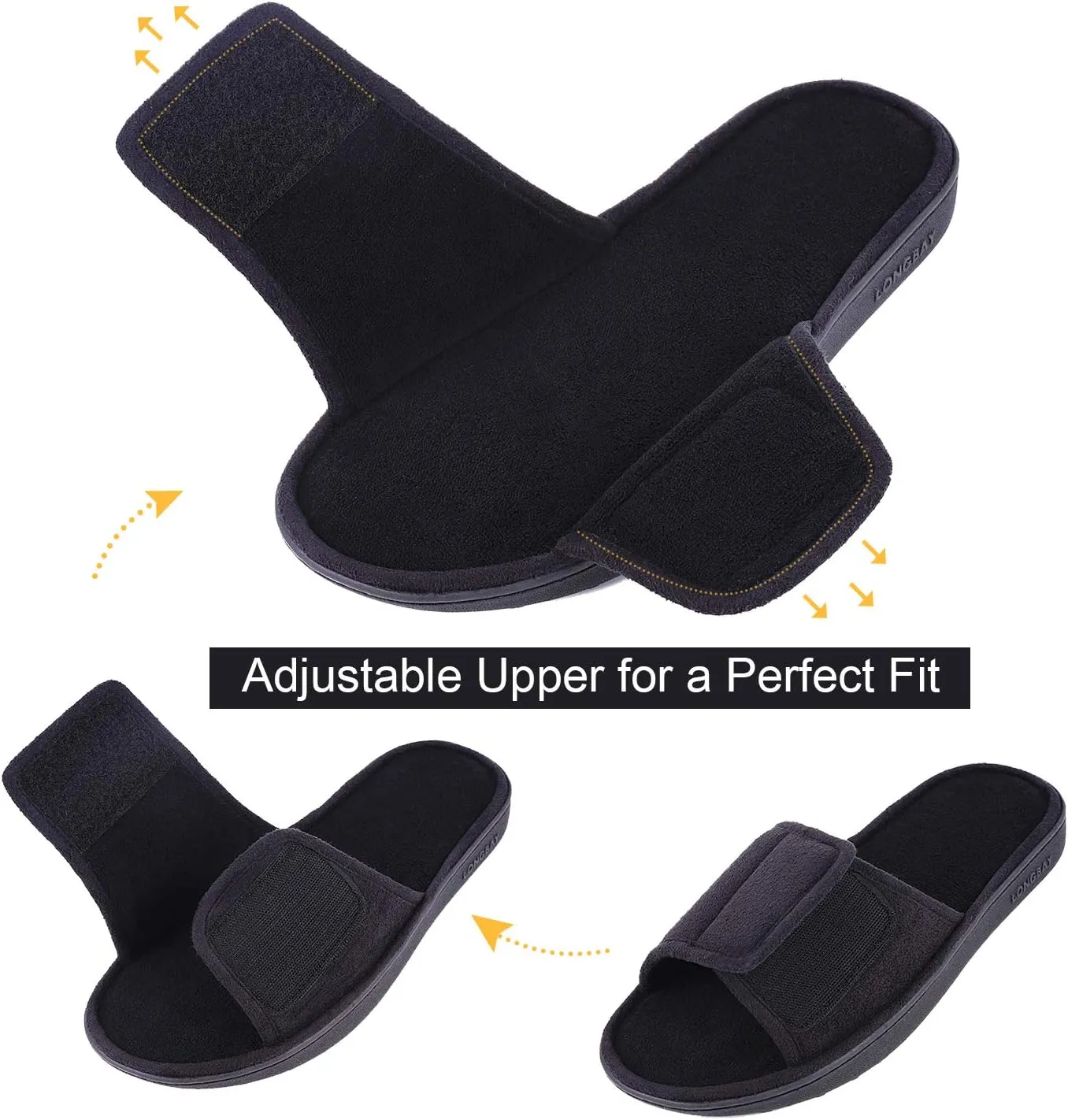 LongBay Men's Comfy Memory Foam Slide Slippers Breathable Micro Suede House Shoes