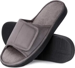 LongBay Men's Comfy Memory Foam Slide Slippers Breathable Micro Suede House Shoes