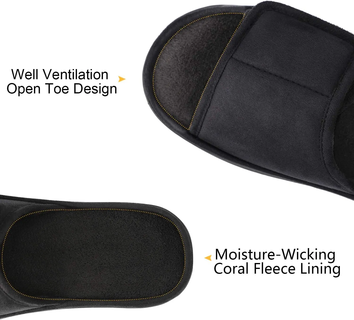 LongBay Men's Comfy Memory Foam Slide Slippers Breathable Micro Suede House Shoes