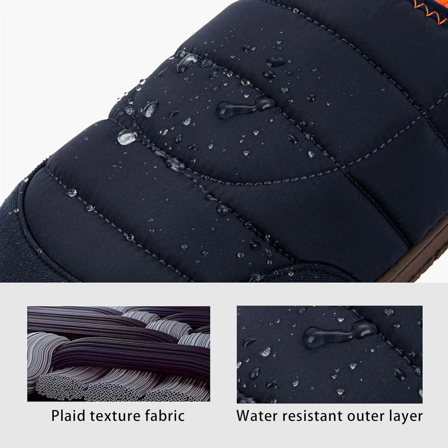 LongBay Mens Slip on Slippers Two-Tone Indoor Outdoor House Shoes Memory Foam Camping Garden Down Clogs