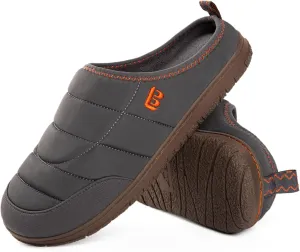 LongBay Mens Slip on Slippers Two-Tone Indoor Outdoor House Shoes Memory Foam Camping Garden Down Clogs