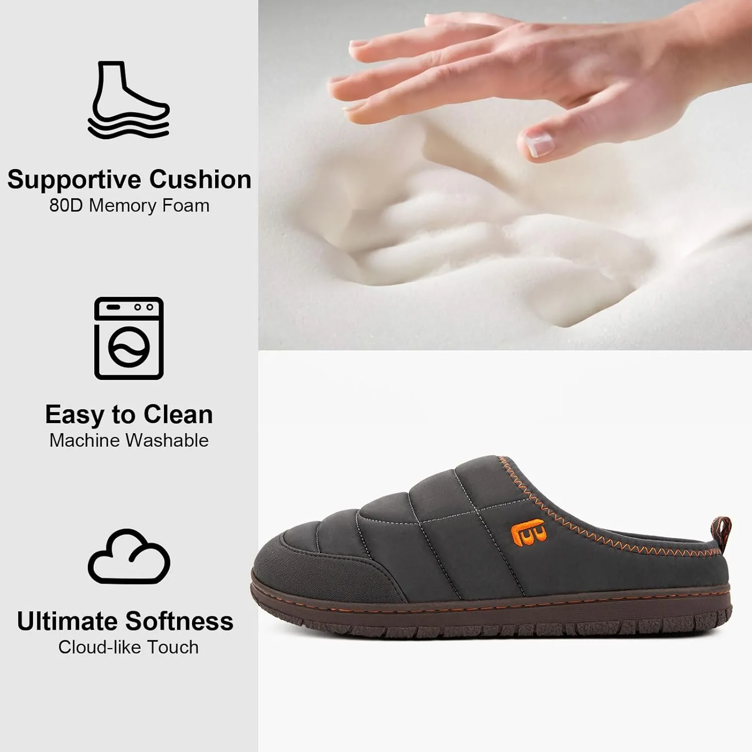 LongBay Mens Slip on Slippers Two-Tone Indoor Outdoor House Shoes Memory Foam Camping Garden Down Clogs