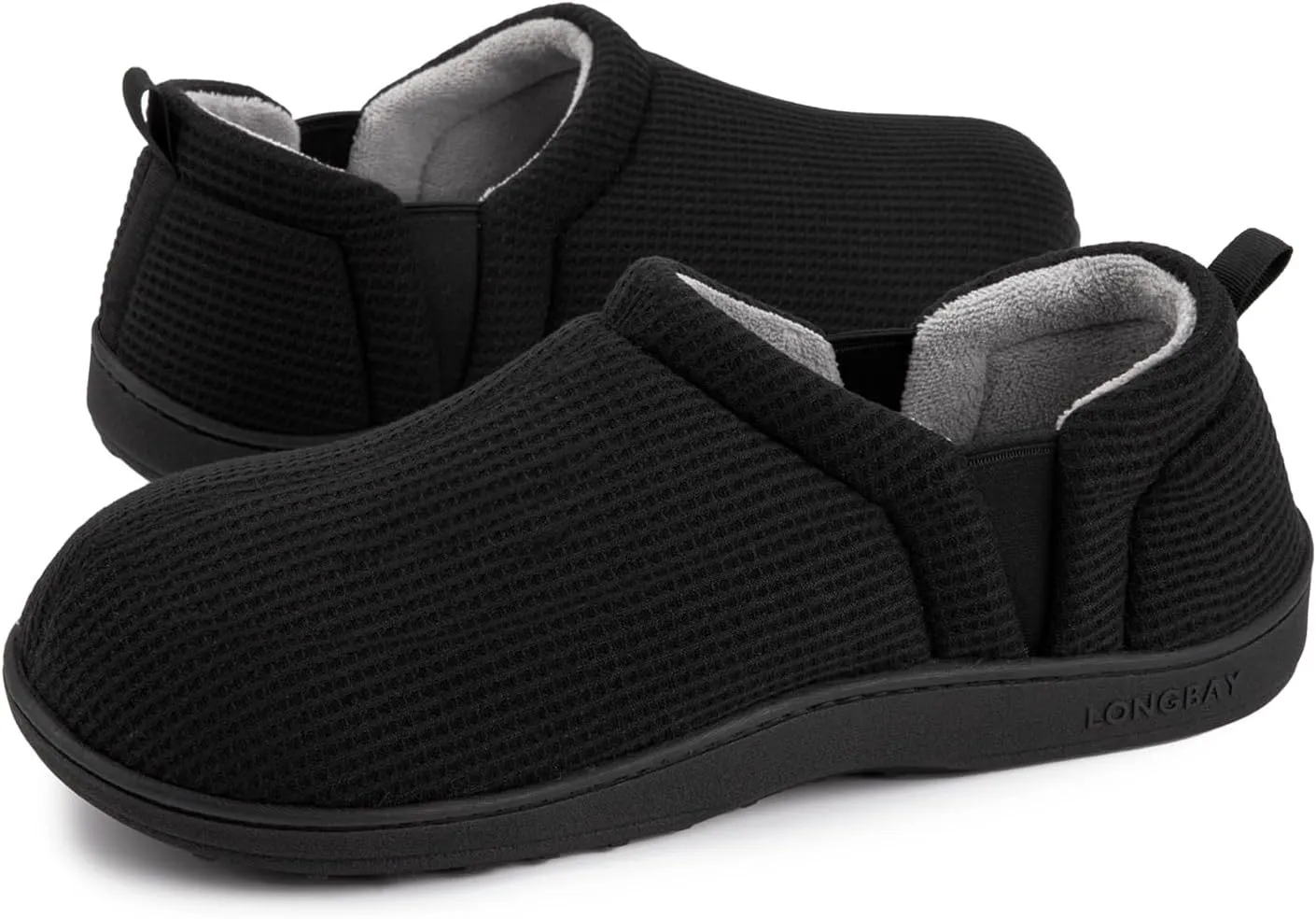 LongBay Men's Slippers Warm Bedroom House Shoes Slip-On Memory Foam Winter House Slippers for Indoor Outdoor