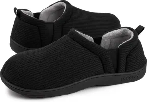 LongBay Men's Slippers Warm Bedroom House Shoes Slip-On Memory Foam Winter House Slippers for Indoor Outdoor