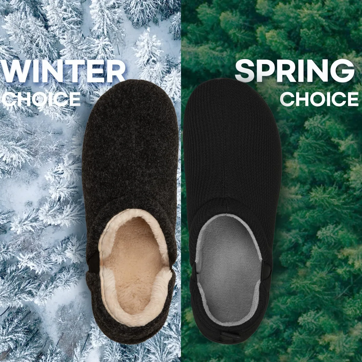 LongBay Men's Slippers Warm Bedroom House Shoes Slip-On Memory Foam Winter House Slippers for Indoor Outdoor