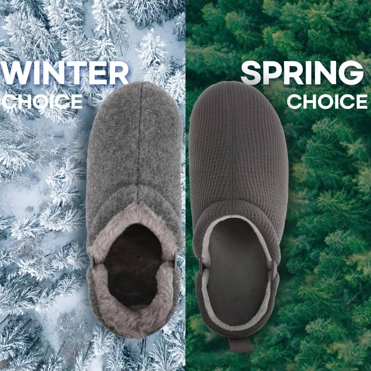 LongBay Men's Slippers Warm Bedroom House Shoes Slip-On Memory Foam Winter House Slippers for Indoor Outdoor