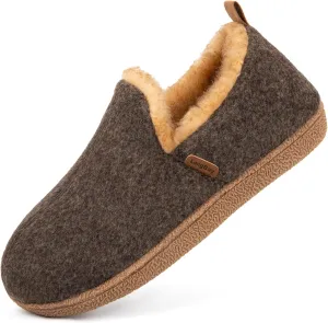 LongBay Women's Felt Bootie Slippers Warm Cozy Memory Foam Slipper Boots with Polar Fleece Lining Non Slip House Shoes Indoor Outdoor
